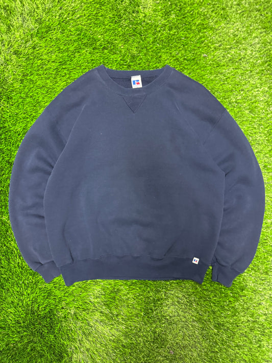 90s Russell Athletics Navy Blank Crewneck (L)