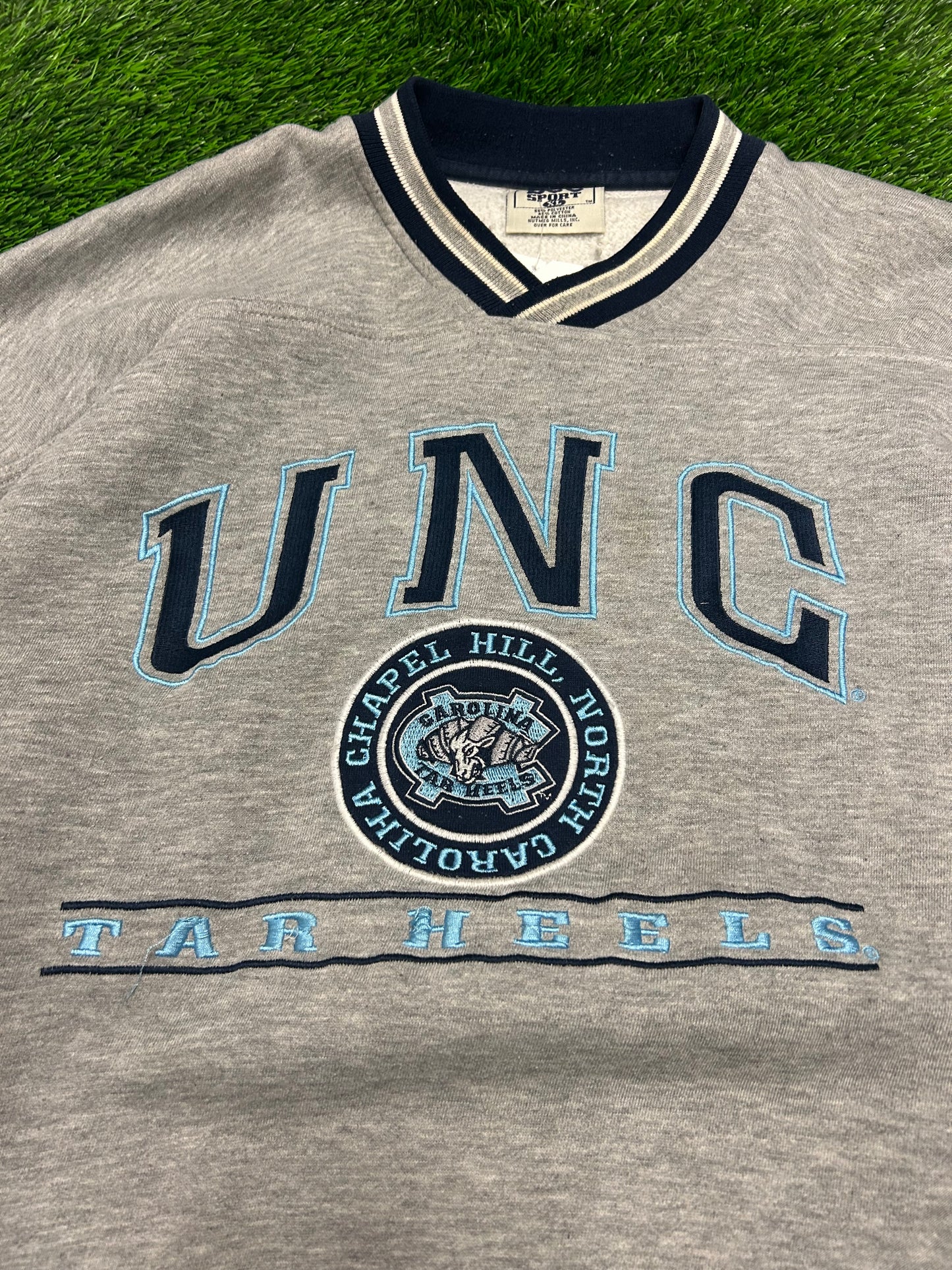 90s University Of North Carolina (UNC) Spell Out Vintage Lee Embroidered Crewneck (XL)