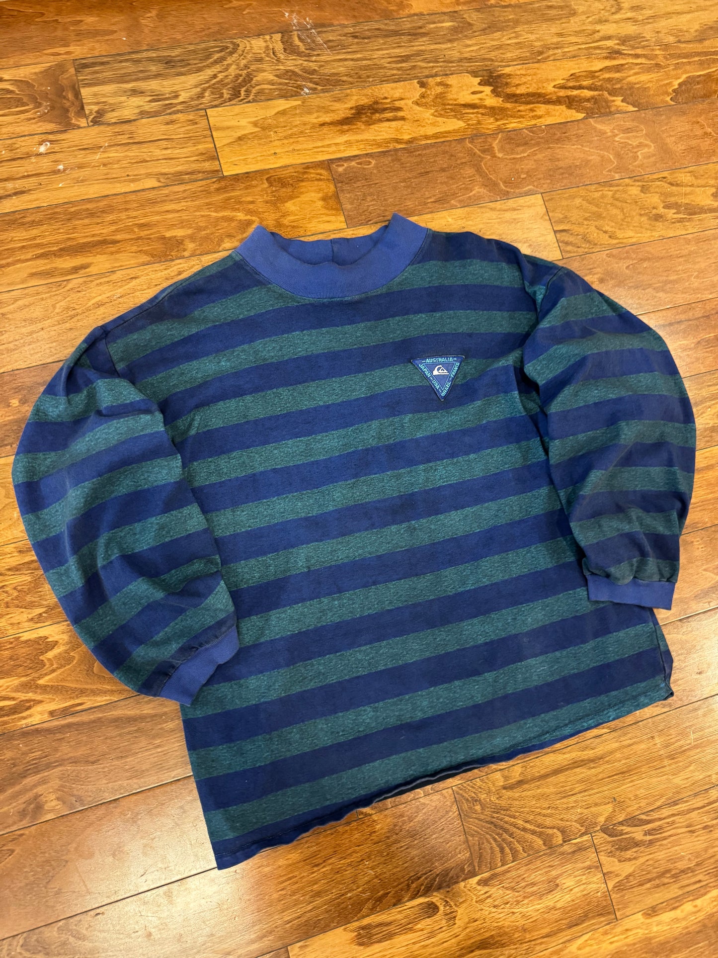 90s Quiksilver Striped Color Block Surf Long Sleeve Mock Shirt (L)