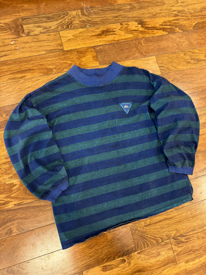 90s Quiksilver Striped Color Block Surf Long Sleeve Mock Shirt (L)
