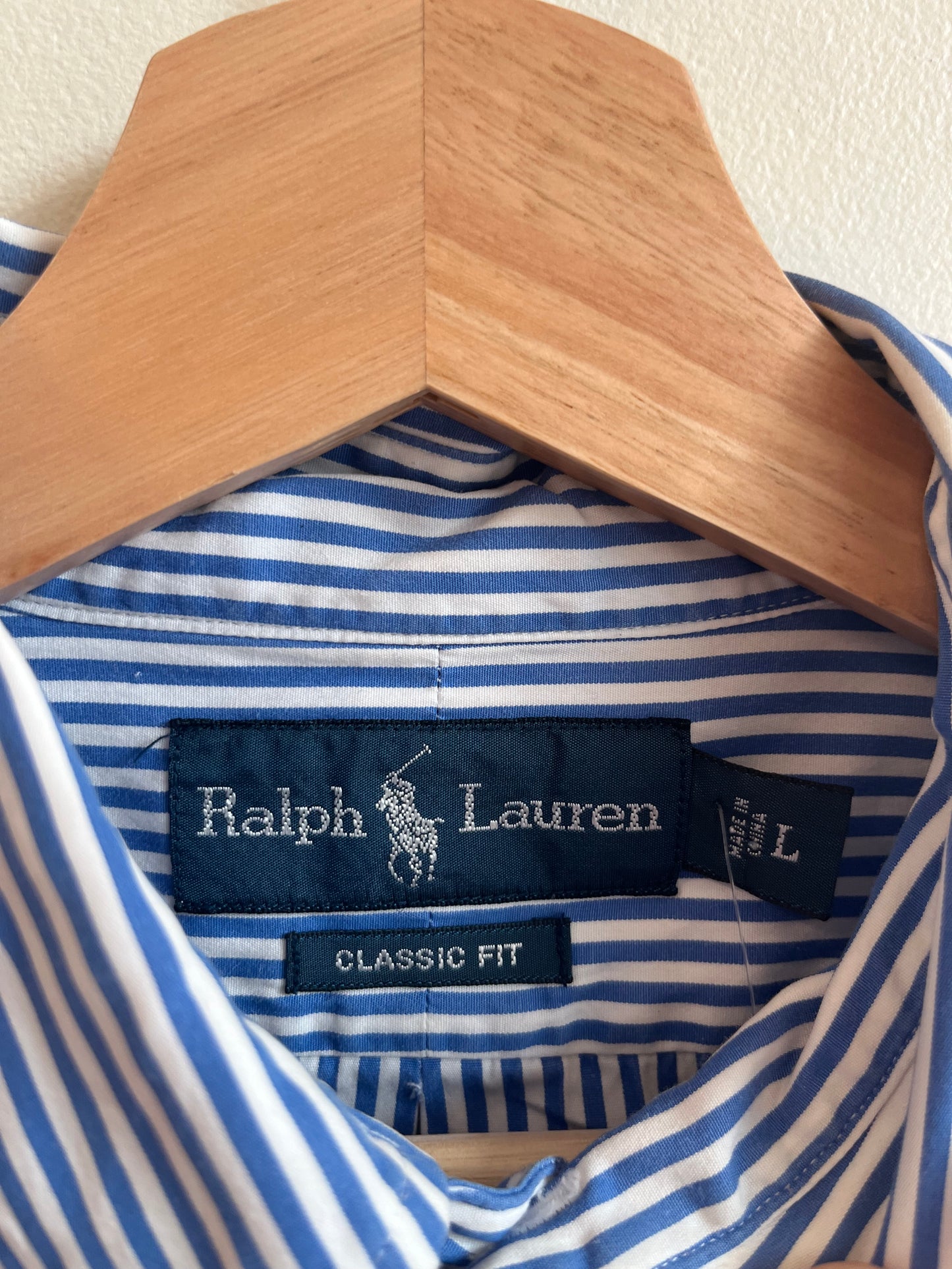 00s Polo Ralph Lauren Blue Striped Dress Shirt (L)
