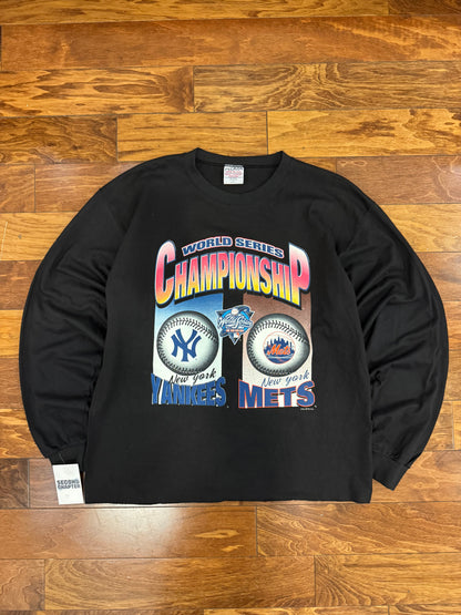 2000 New York Yankees Subway Series Long-Sleeve Cropped Shirt (L)