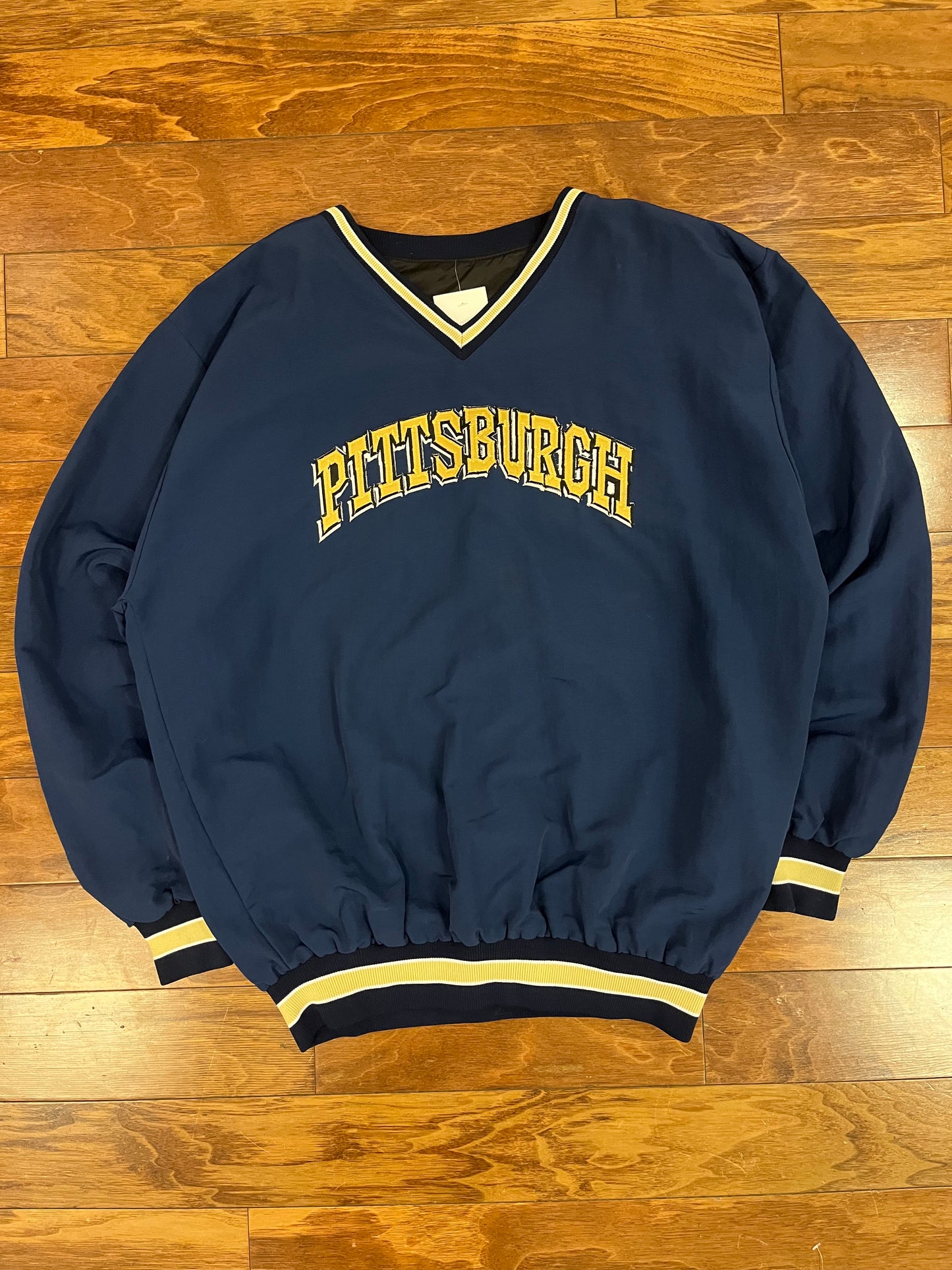 90s University of Pittsburgh Navy Spell Out Windbreaker (XXL)