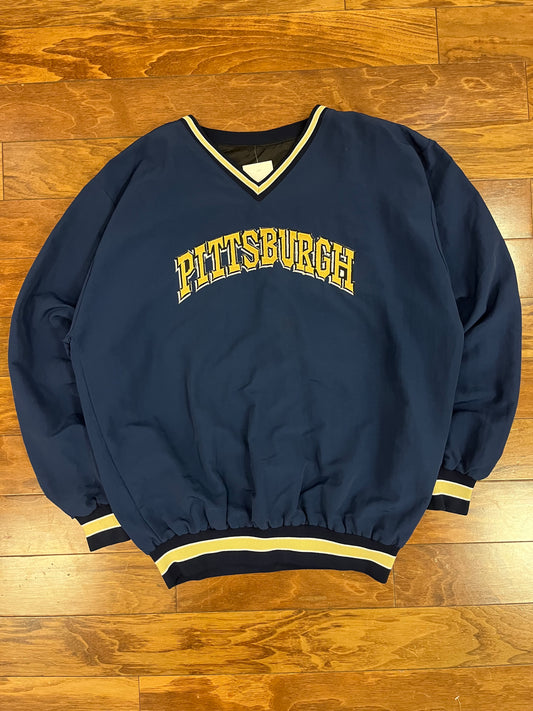 90s University of Pittsburgh Navy Spell Out Windbreaker (XXL)