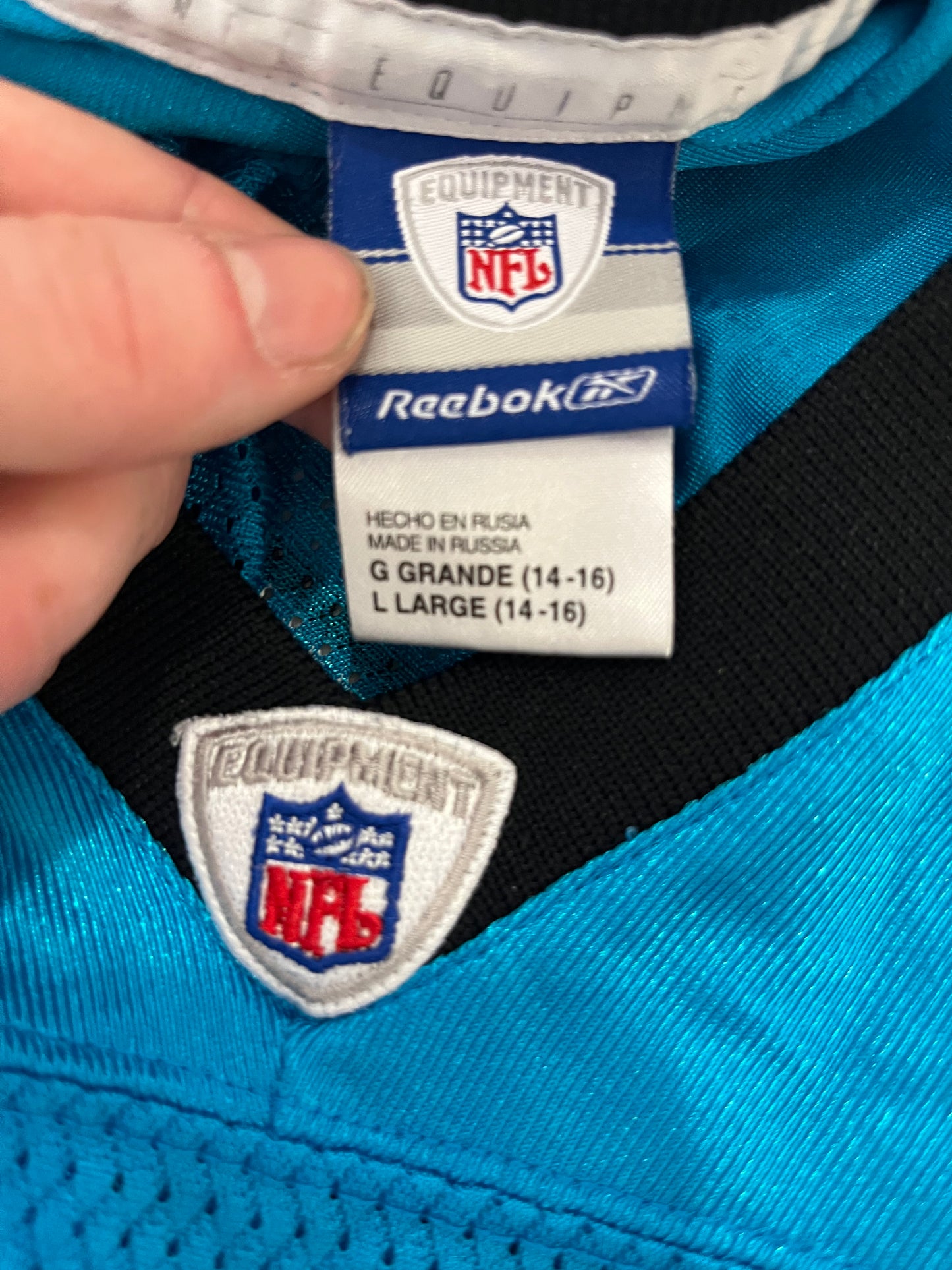 00s Carolina Panthers Julius Peppers Blue Jersey (Youth L)