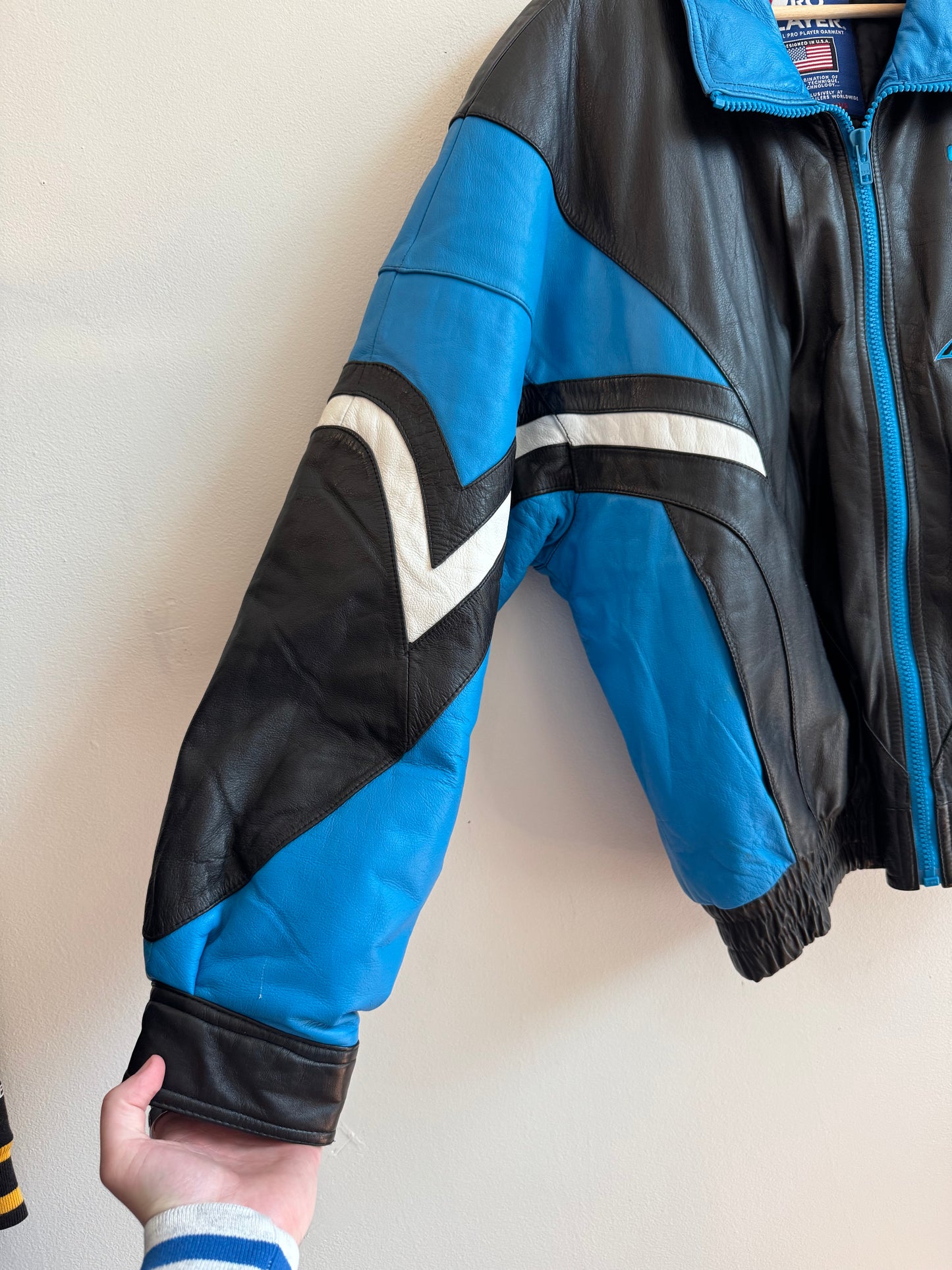 90s Carolina Panthers Leather Pro Player Jacket (XL)