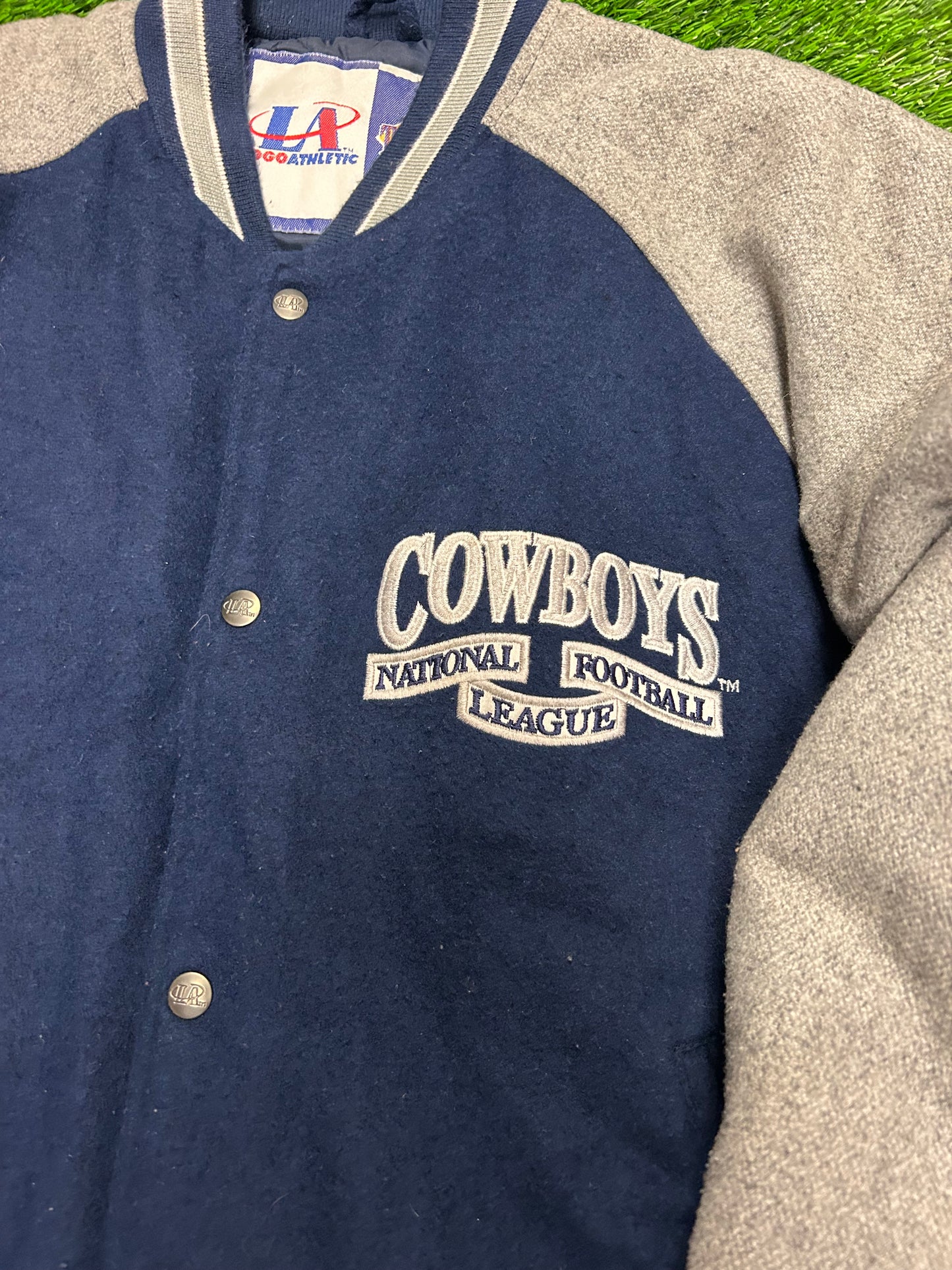 90s Dallas Cowboys Logo Athletic Two Tone Varsity Jacket (XL)