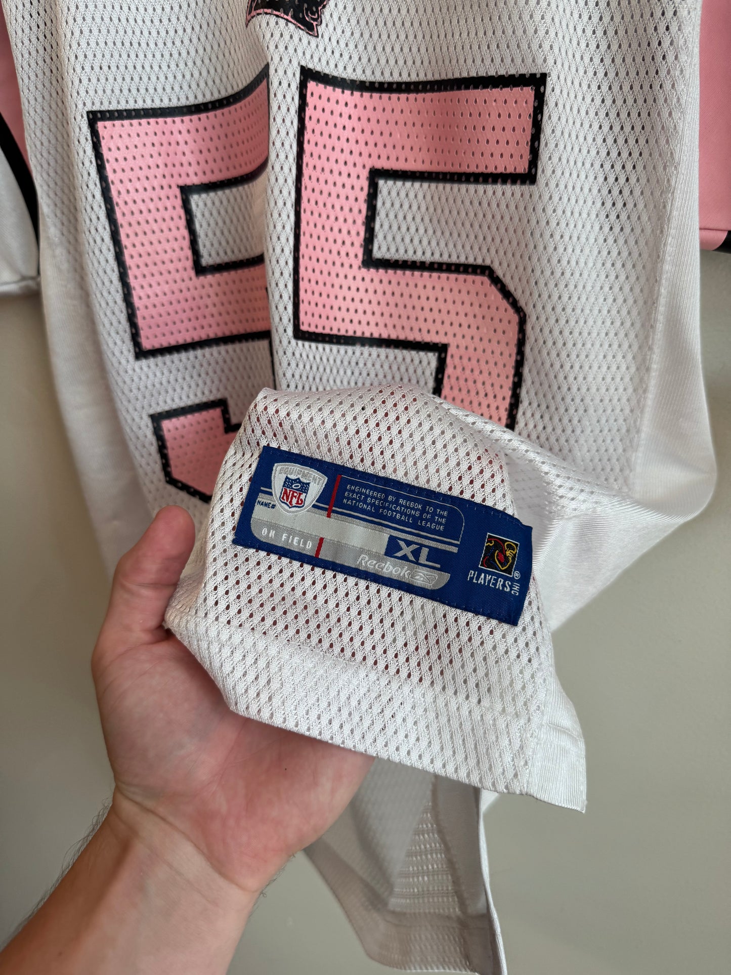 00s Carolina Panthers Dan Morgan White & Pink Jersey (Youth XL)