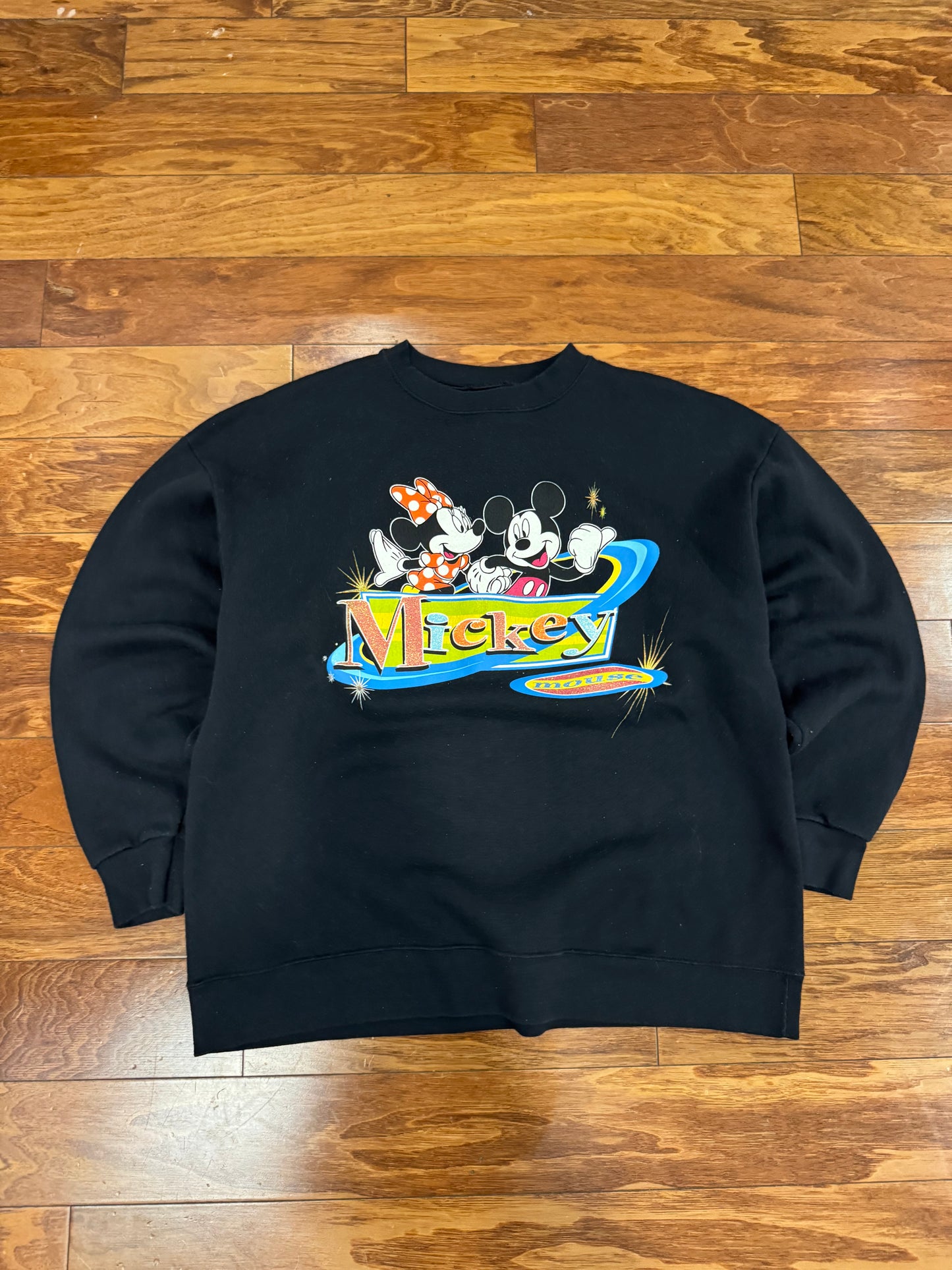90s Mickey Mouse Black Disney Crewneck (L)
