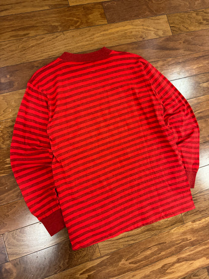 80s North Carolina University (NC State) Wolfpack Striped Long-Sleeve Shirt (L)