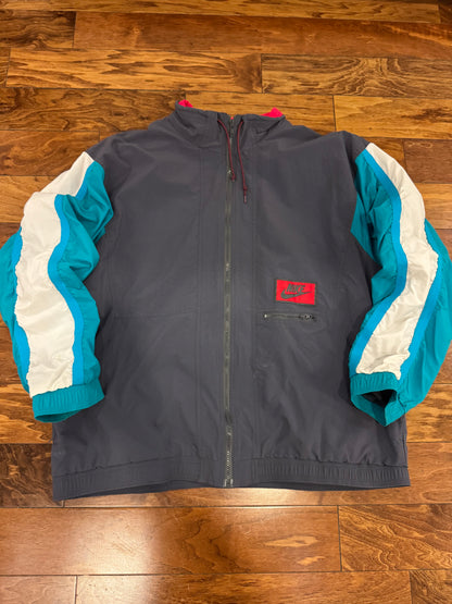 80s Nike Rare Grey/Teal Vintage Windbreaker (XL)
