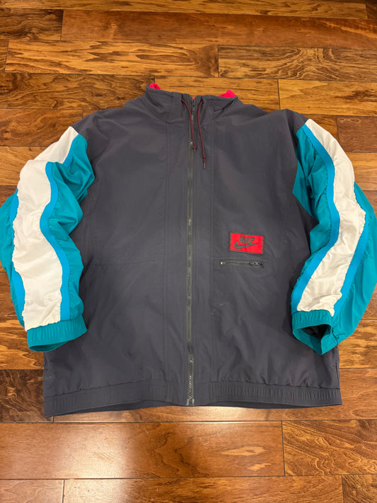 80s Nike Rare Grey/Teal Vintage Windbreaker (XL)