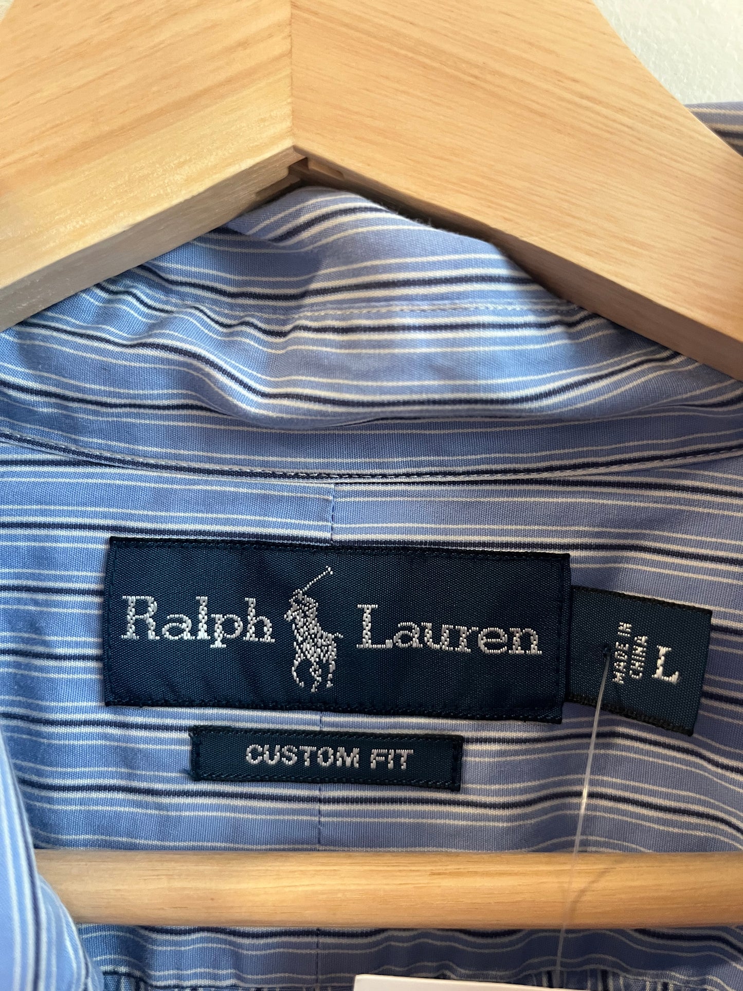 00s Polo Ralph Lauren Blue Striped Button Down Polo Shirt (L)