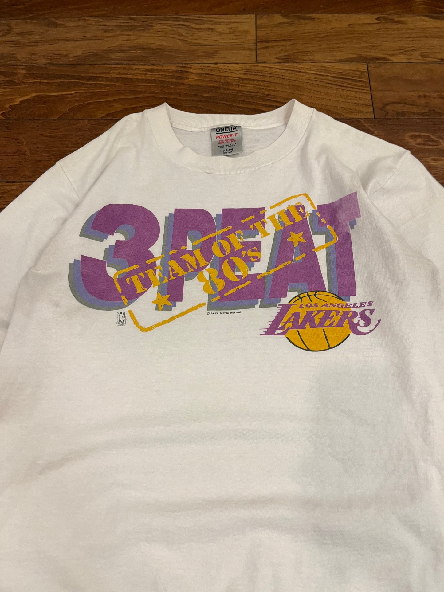 90s Los Angeles Lakers 3 Peat "Team of the 80s" Vintage NBA Tee (L)
