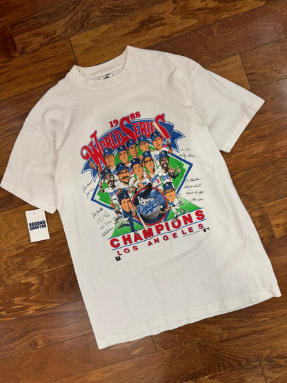 1988 Los Angeles Dodgers Caricature World Series Vintage MLB Tee (L)