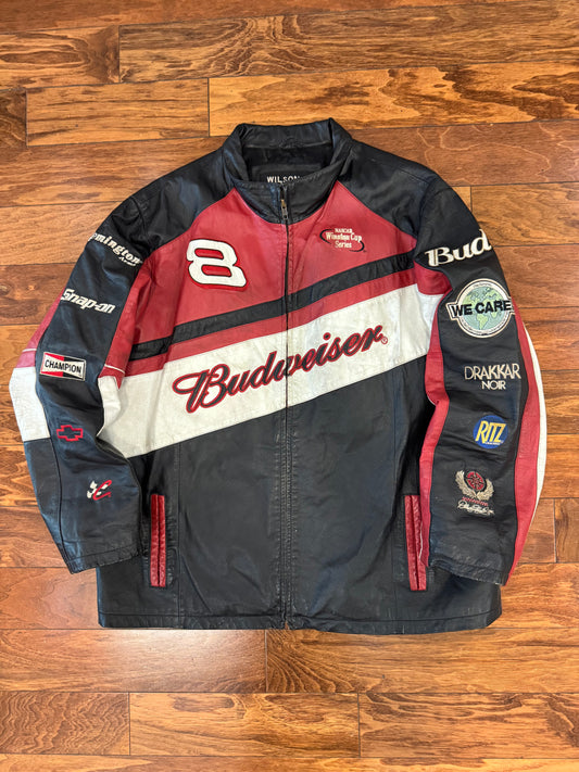 00s Dale Earnhardt Jr. Budweiser Nascar Vintage Wilson Leather Jacket (XL)