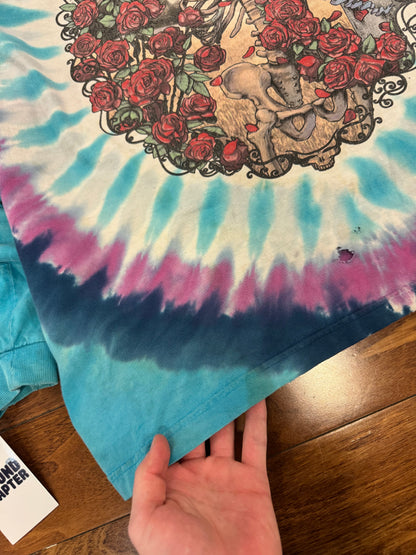 1995 Grateful Dead "Skeleton & Roses" Vintage Band Tie Dye Long Sleeve (XL)