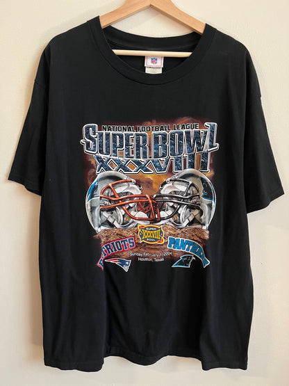 2004 Carolina Panther vs New England Patriots Super Bowl NFL Tee