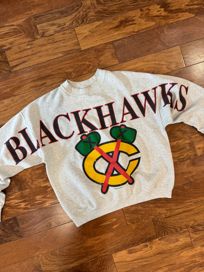 90s Chicago Blackhawks Big Spell Out Vintage Crewneck (XL)