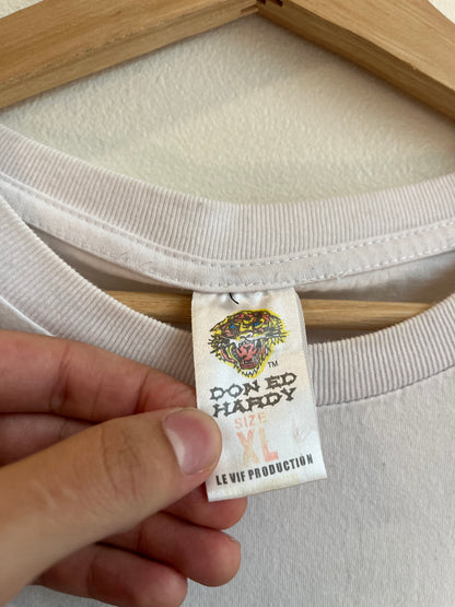 2000s Don Ed Hardy White Skull Tee (XL)