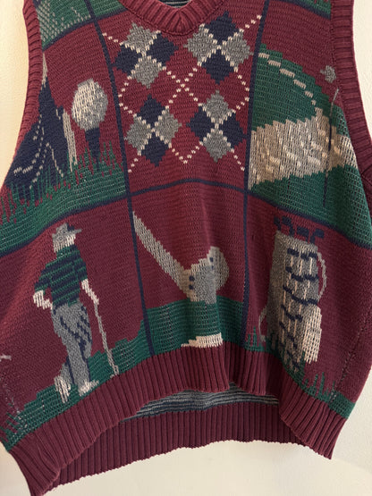 90s Isle of Cotton Golf Designed Vintage Sweater Vest (L)