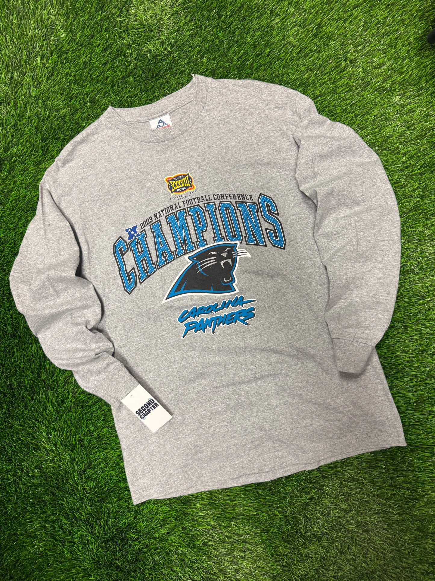 2003 Carolina Panthers NFL Long Sleeve NFC Champions Tee (L)