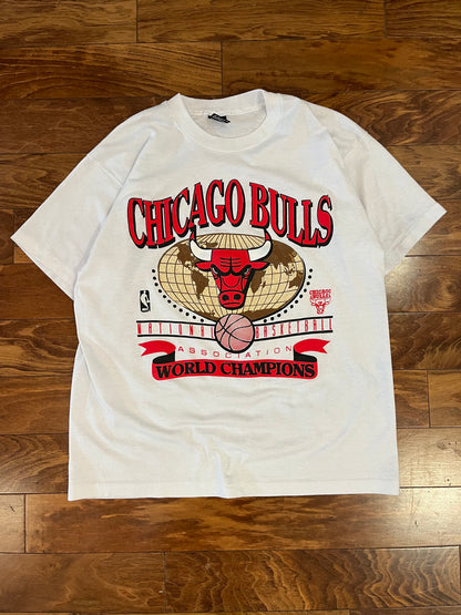 90s Chicago Bulls World Champions White Tee (XL)