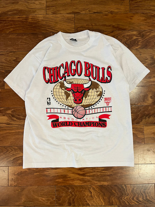 90s Chicago Bulls World Champions White Tee (XL)