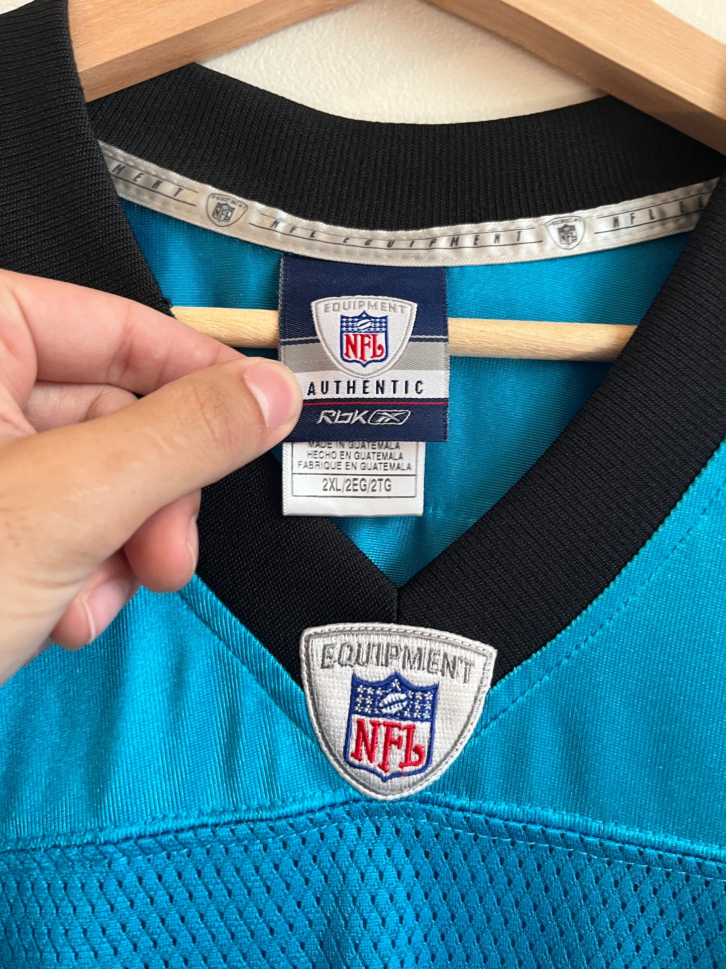 00s Carolina Panthers Julius Peppers Blue Reebok Jersey (XXL)