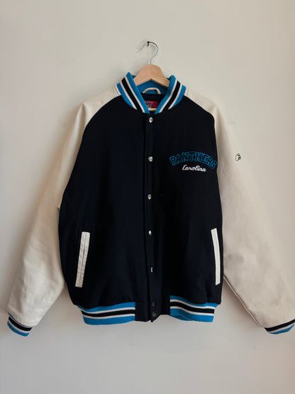 00s Carolina Panthers Gridiron Leather Varsity Jacket (L)