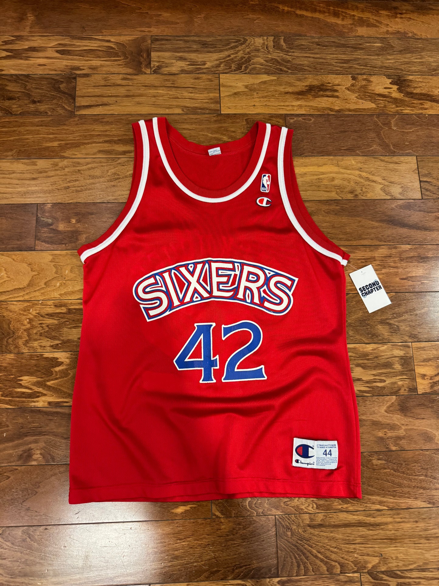 90s Philadelphia 76ers Jerry Stackhouse #42 Vintage Champion Red NBA Jersey (M)