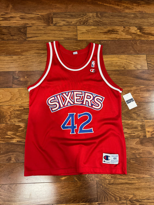 90s Philadelphia 76ers Jerry Stackhouse #42 Vintage Champion Red NBA Jersey (M)