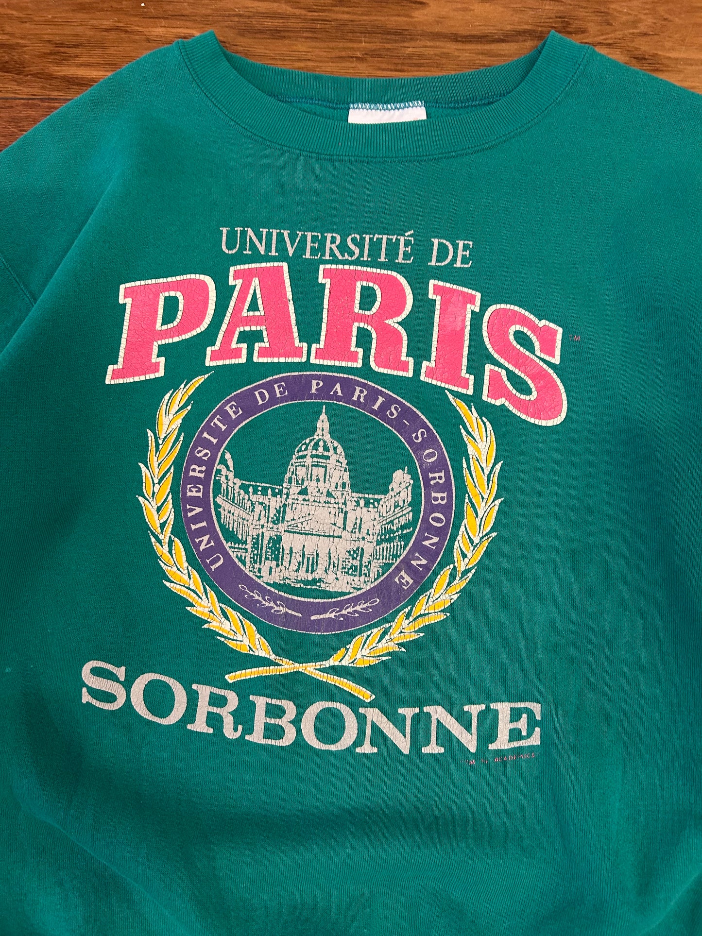 90s Universite De Paris Sabonne Dark Teal Crewneck (L)
