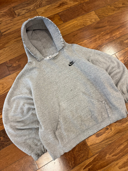 90s Nike Left Chest Swoosh Thrashed Hoodie (XL)