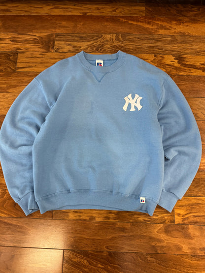 00s New York Yankees Baby Blue Essential Russell Athletics Crewneck (L)