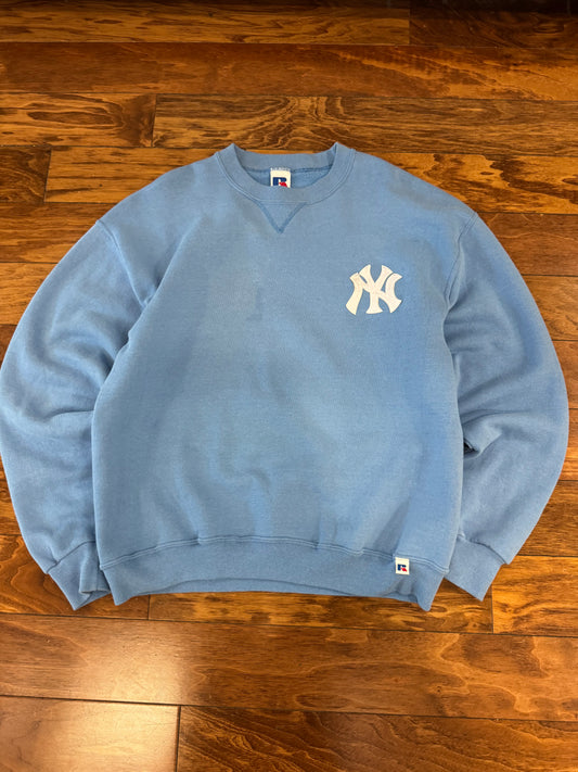 00s New York Yankees Baby Blue Essential Russell Athletics Crewneck (L)