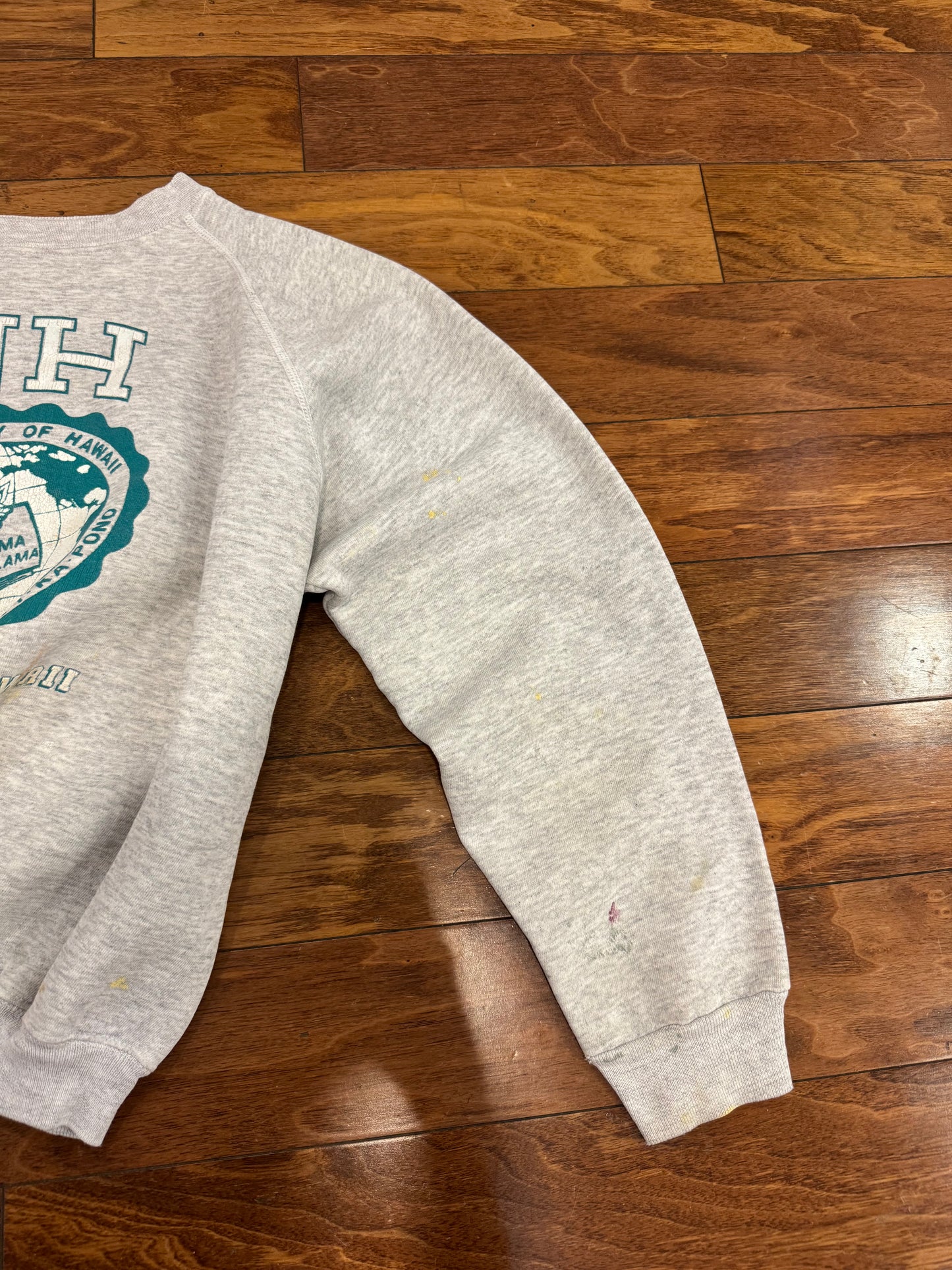 80s University of Hawaii Rainbows Paint Splatter Vintage Boxy Crewneck (XL)