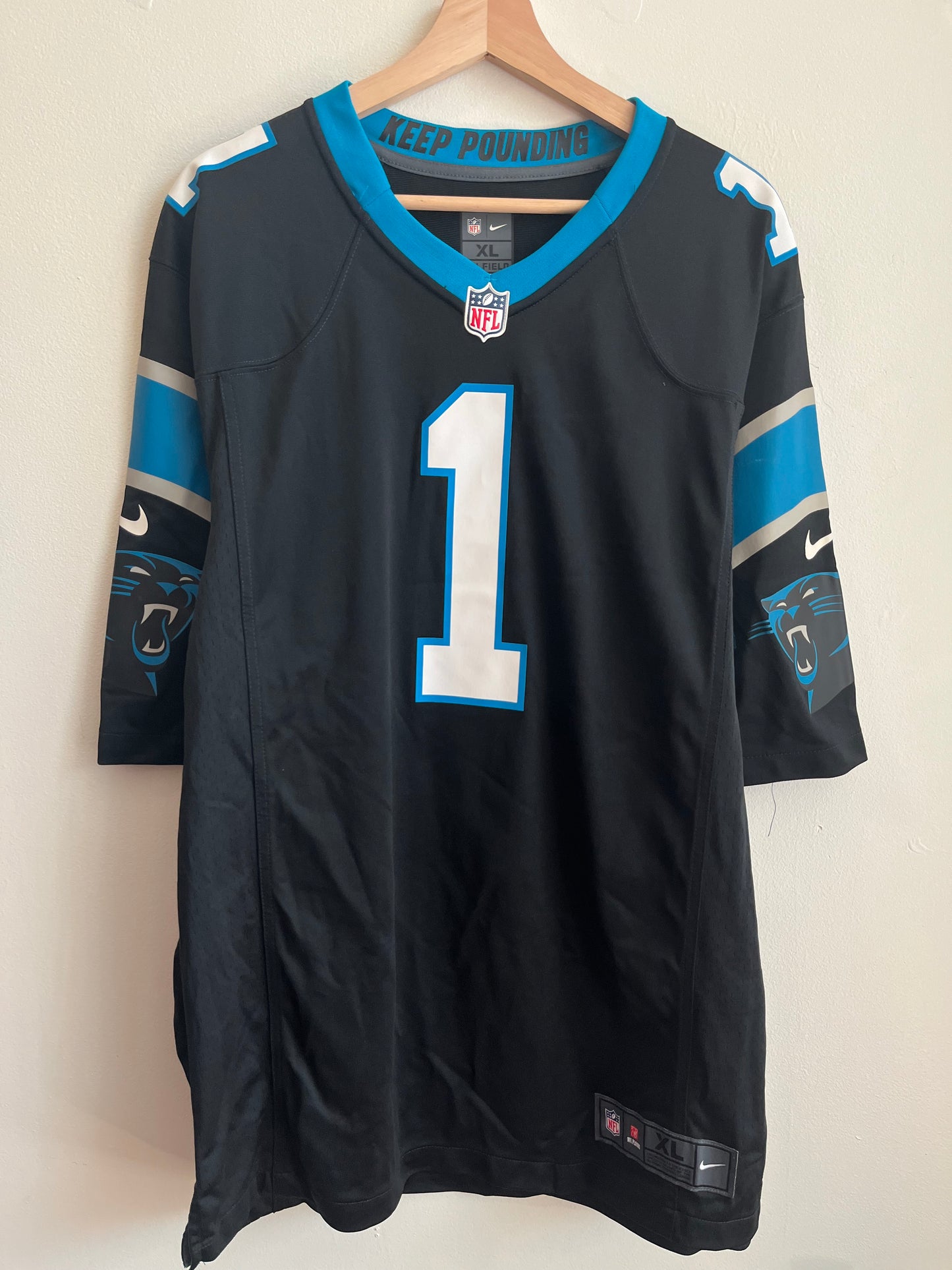 2010s Carolina Panthers Cam Newton Black Stained Jersey (XL)