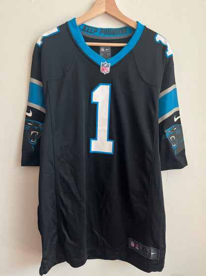 2010s Carolina Panthers Cam Newton Black Stained Jersey (XL)
