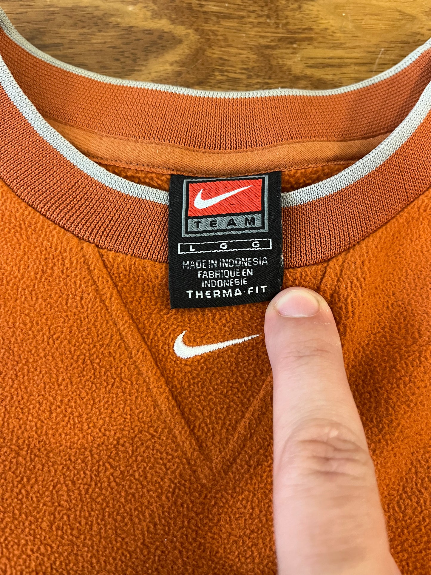 90s Nike Orange Fleece Crewneck (L)