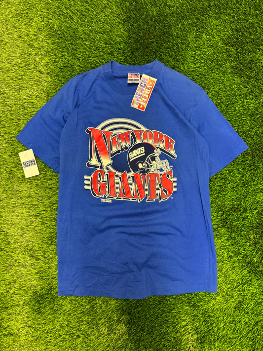 90s NY Giants Spell Out Helmet Tee (L) (New Tags)