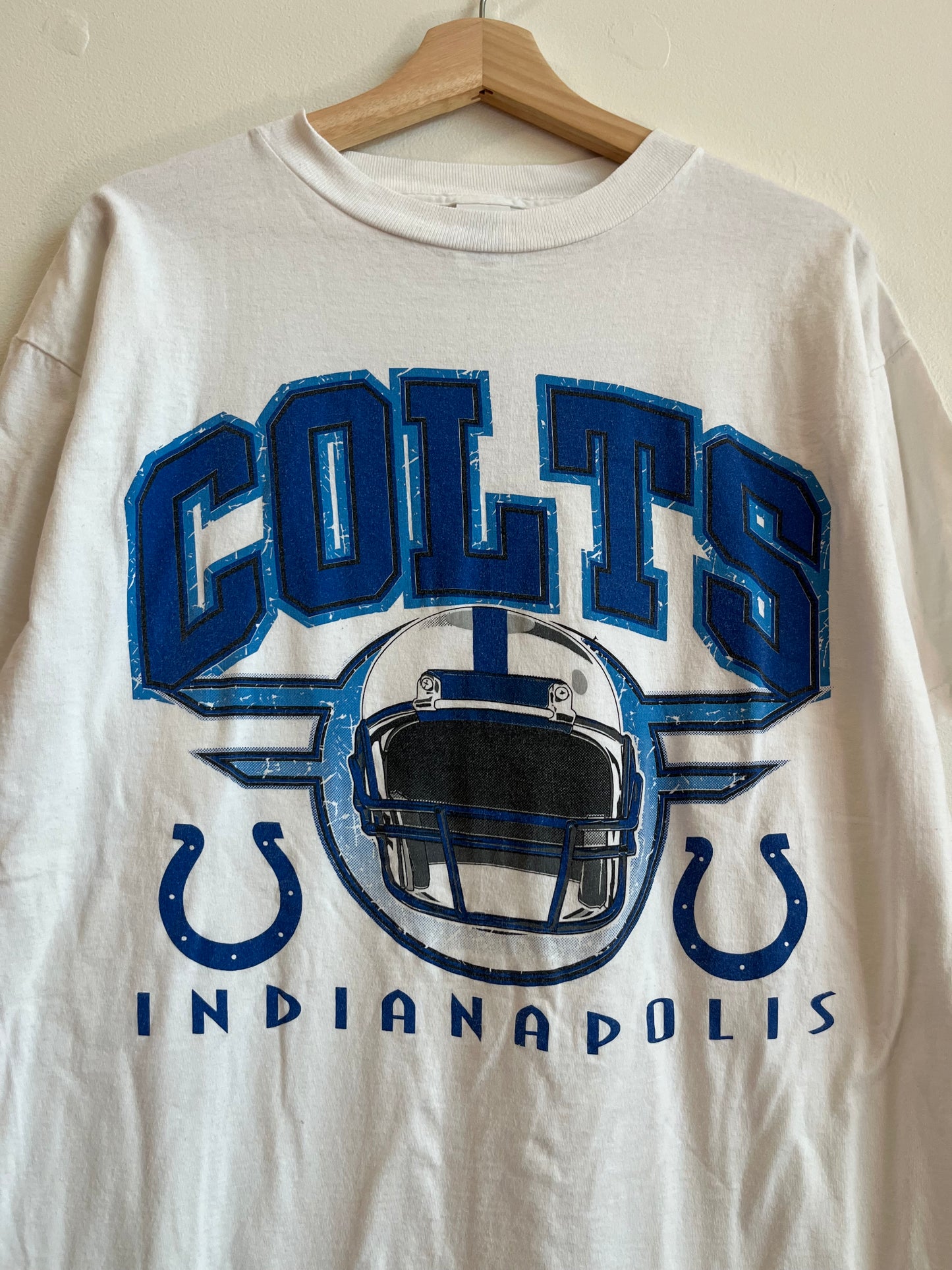 90s Indianapolis Colts Helmet Spell Out Graphic Tee (L)