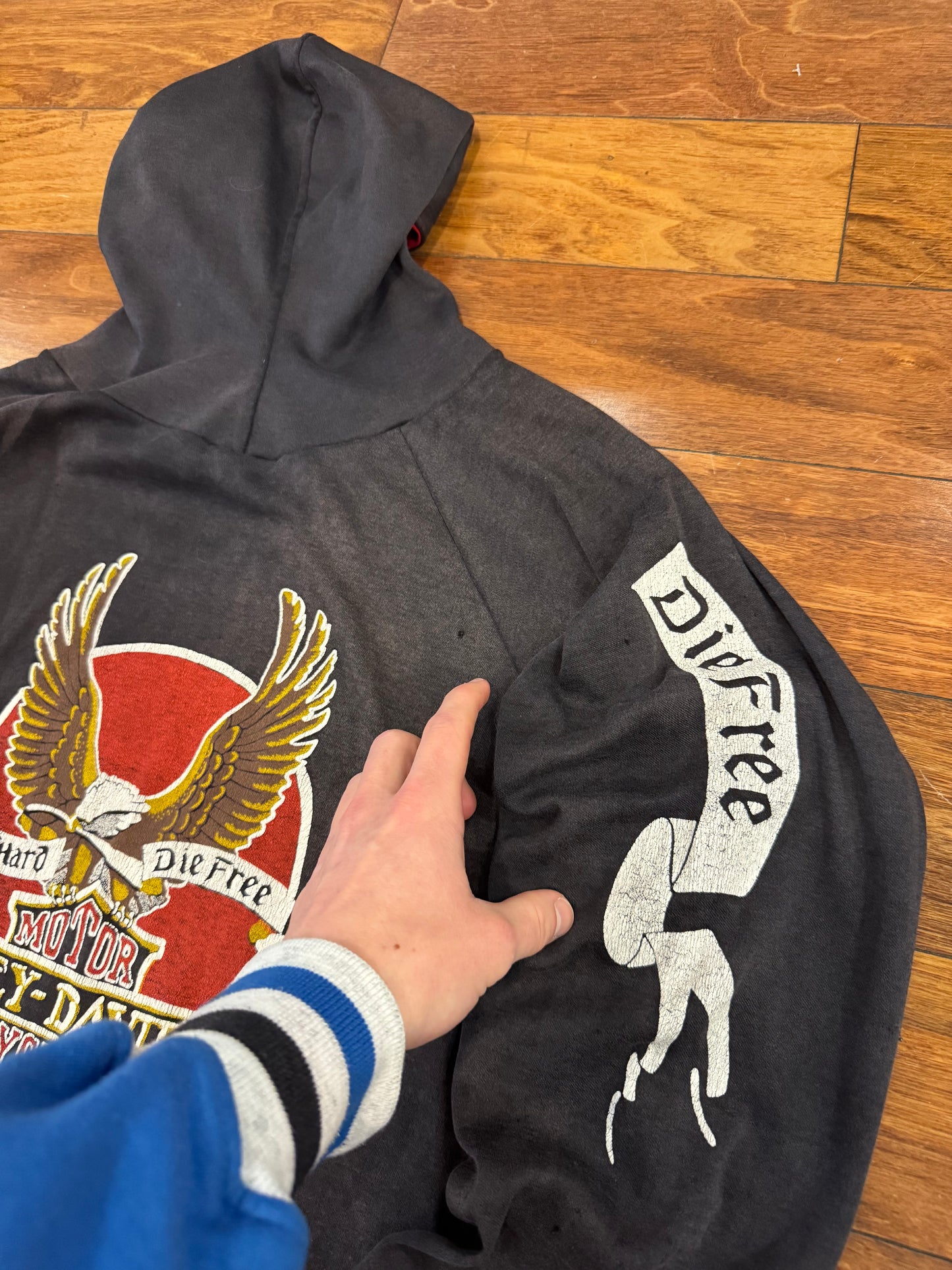 70s Harley Davidson Vintage Faded Distressed Grail Hoodie (M)