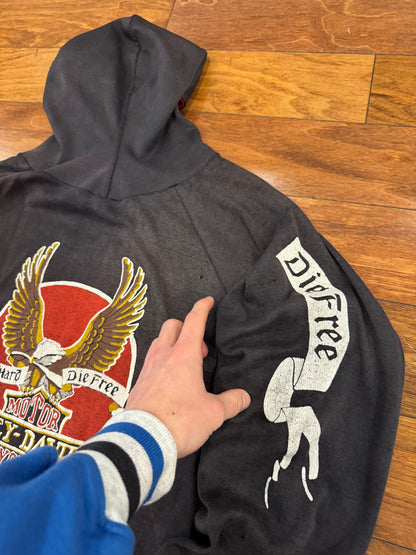 70s Harley Davidson Vintage Faded Distressed Grail Hoodie (M)