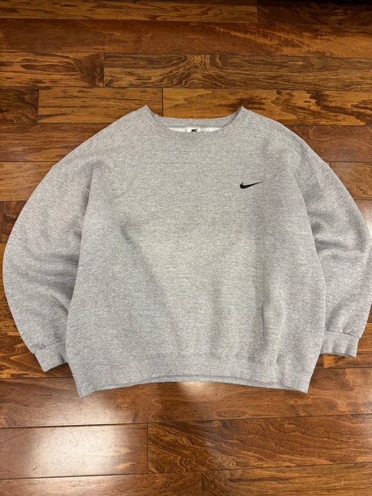 90s Nike Essential Swoosh Gray Boxy Crewneck (XL)