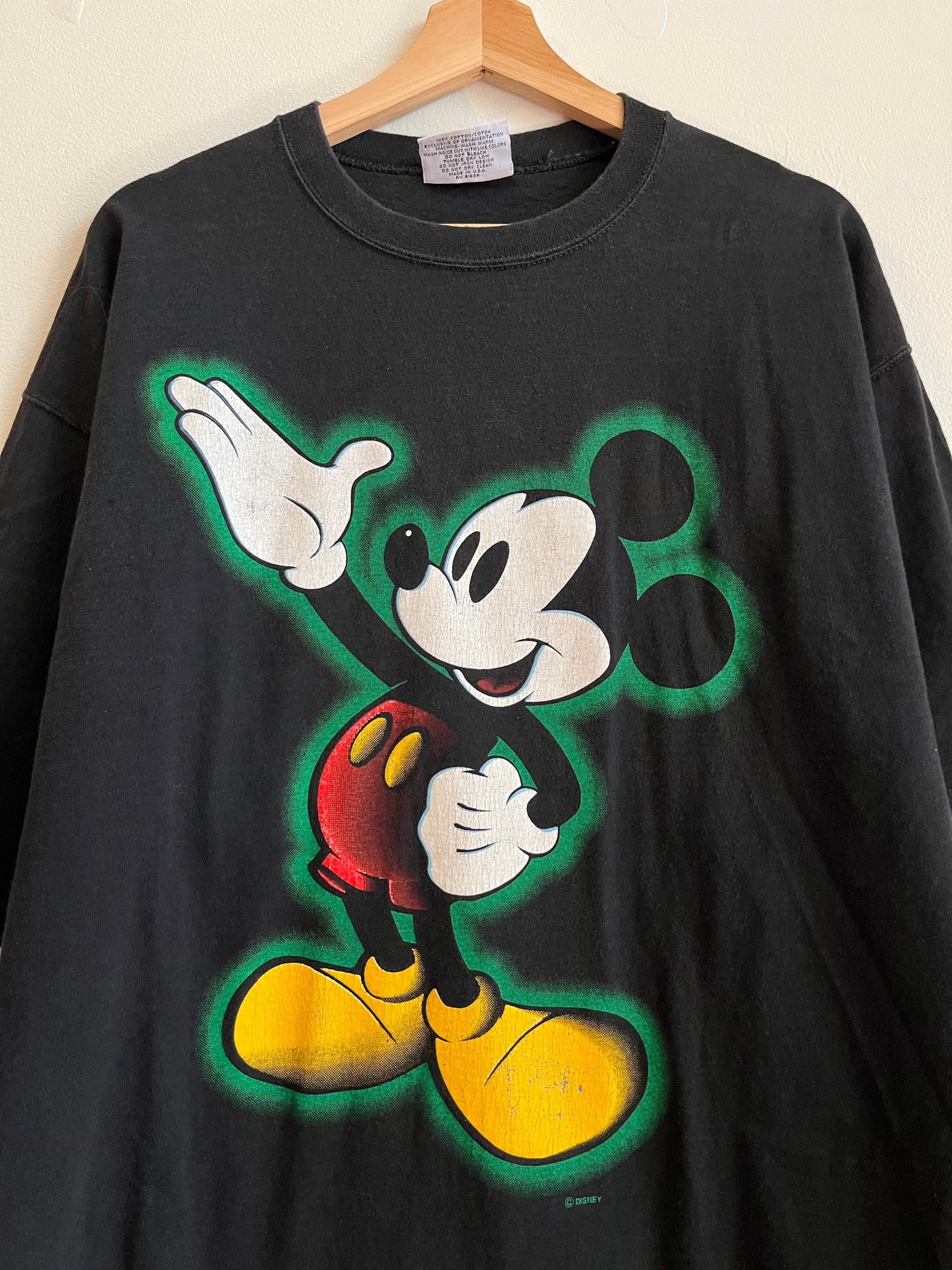 90s Mickey Mouse Disney Genius Green Glow Tee (L)