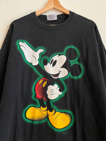 90s Mickey Mouse Disney Genius Green Glow Tee (L)