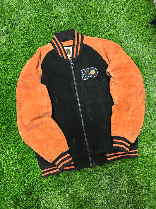 00s Philadelphia Flyers Vintage Suede Stained NHL Jacket (L)