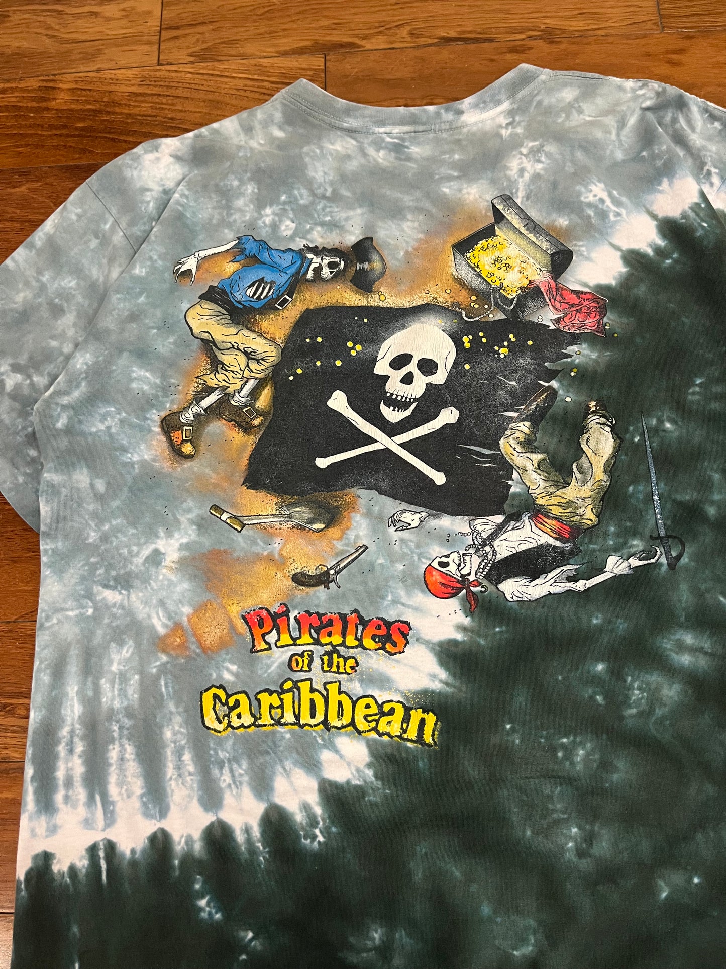 90s Pirates of the Caribbean Tie Dye Vintage Disney Grail Movie Promo Tee (XL)