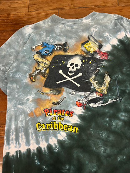 90s Pirates of the Caribbean Tie Dye Vintage Disney Grail Movie Promo Tee (XL)